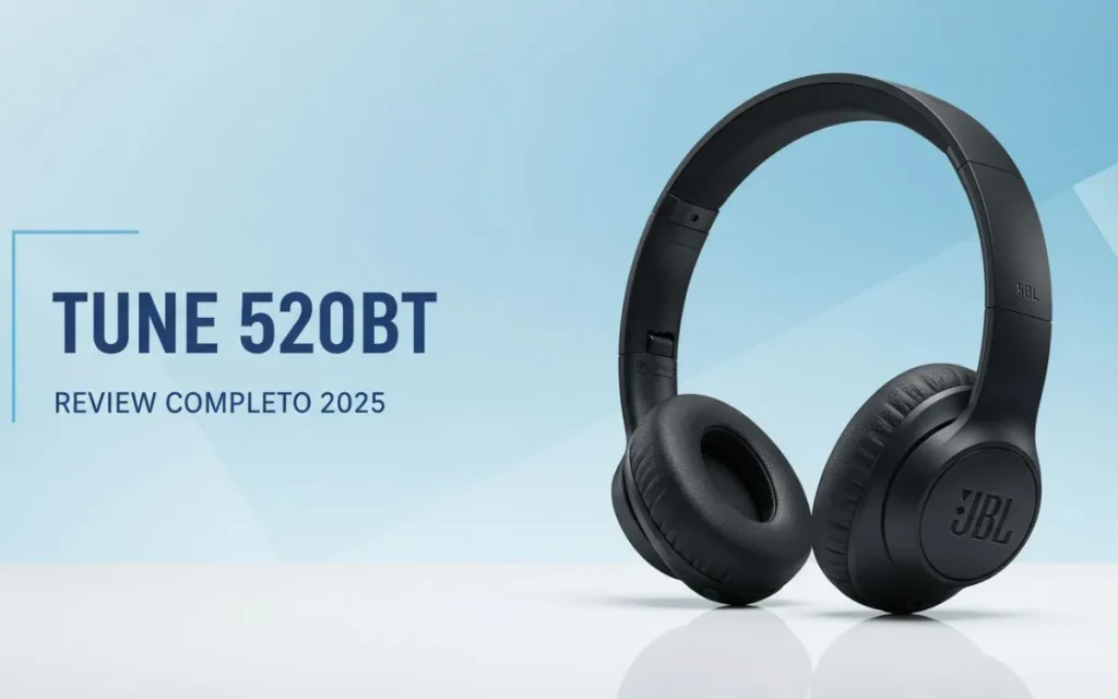 Fone JBL Tune 520BT preto com design moderno e confortável
