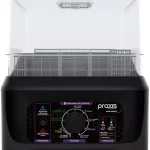 Lava-louças portátil Praxis com visor transparente e painel frontal com programas de lavagem.