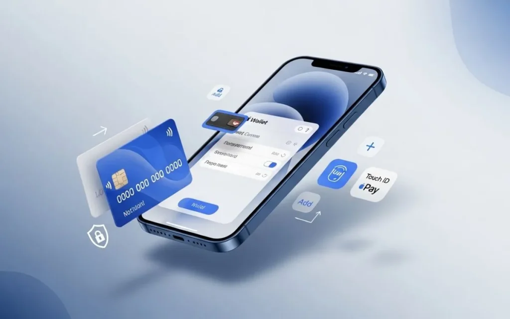 Como cadastrar cartão de crédito no iPhone: passo a passo simples 2025 2 Cartão de crédito sendo adicionado digitalmente a um iPhone com Apple Pay.