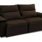 Sofá retrátil Paris 2,30m Velut cor marrom com encosto reclinável