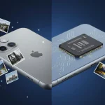 iPhone dividido com chip em destaque