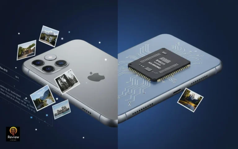 iPhone dividido com chip em destaque