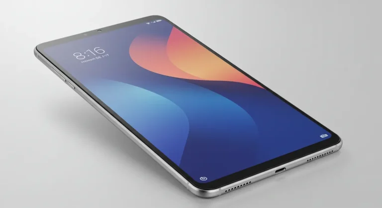 Fx Angled view of Xiaomi Redmi Pad SE 11 showing screen reflection and premium build quality professional product photography lighting 2