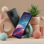 Fx Artistic composition of Motorola Moto G75 next to geometric shapes and plants shot with professional camera equipment and perfect exposure 1