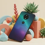 Fx Artistic composition of Motorola Moto G75 next to geometric shapes and plants shot with professional camera equipment and perfect exposure 3