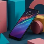 Fx Artistic composition of Motorola Moto G75 next to geometric shapes and plants shot with professional camera equipment and perfect exposure 4