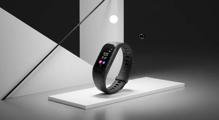 Fx Artistic product photography of Samsung Galaxy Fit3 with geometric shapes and modern composition 4