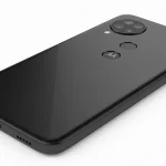 Fx Clean product photography of Motorola Moto G75 on seamless white background with professional lighting setup highlighting every design detail 2