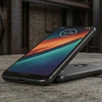 Fx Motorola Moto G75 placed on a textured concrete surface with industrial background emphasizing the phones durability and modern design 4