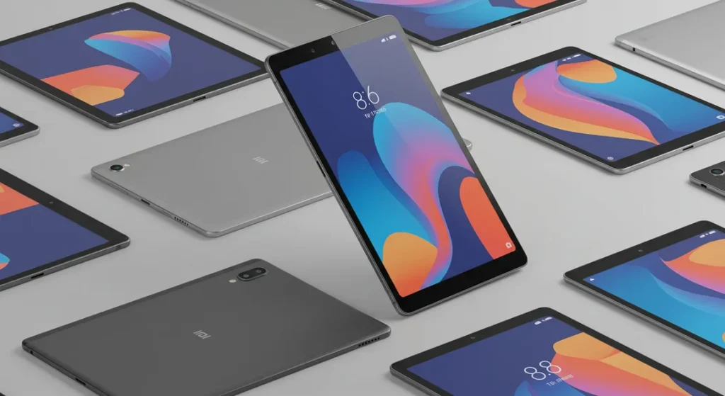 Fx Multiple angle view composition of Xiaomi Redmi Pad SE 11 tablets arranged artistically studio photography with perfect lighting 4