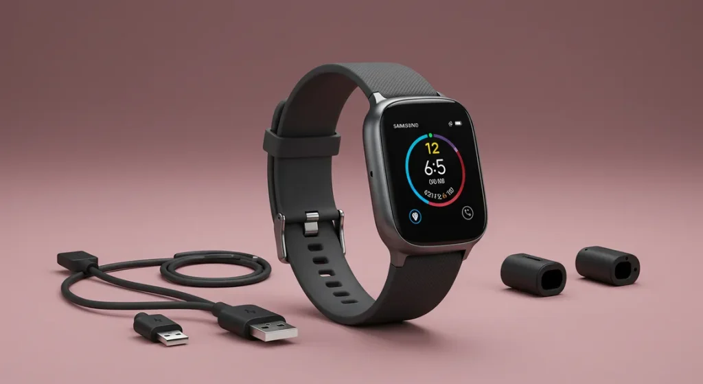 Fx Professional product shot of Samsung Galaxy Fit3 with color coordinated background and accessories 4