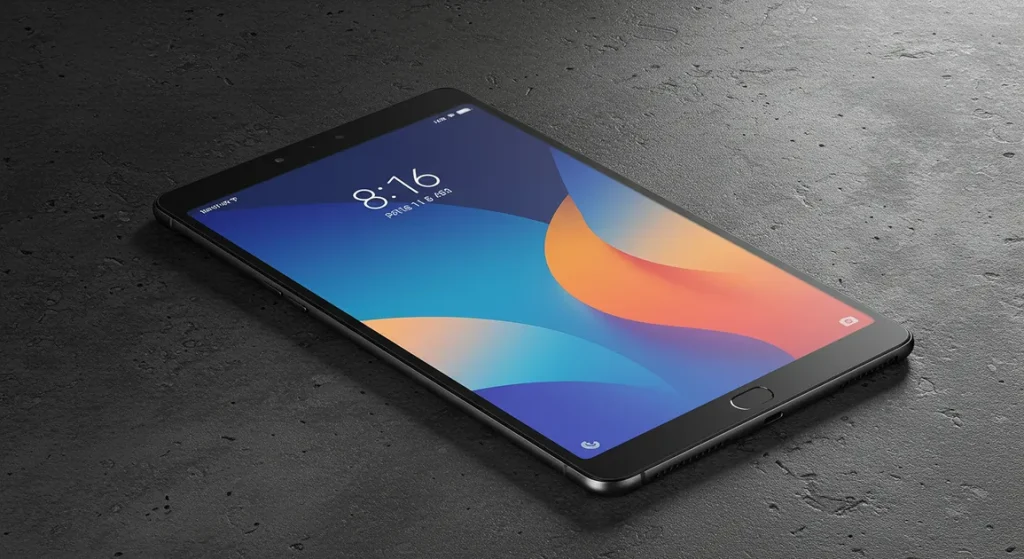 Fx Professional product shot of Xiaomi Redmi Pad SE 11 with dramatic shadow play on a textured concrete surface moody lighting 4
