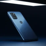 Fx Professional studio shot of Motorola Moto G75 with dynamic lighting creating highlights on the metallic edges and camera lenses 1