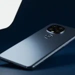 Fx Professional studio shot of Motorola Moto G75 with dynamic lighting creating highlights on the metallic edges and camera lenses 4