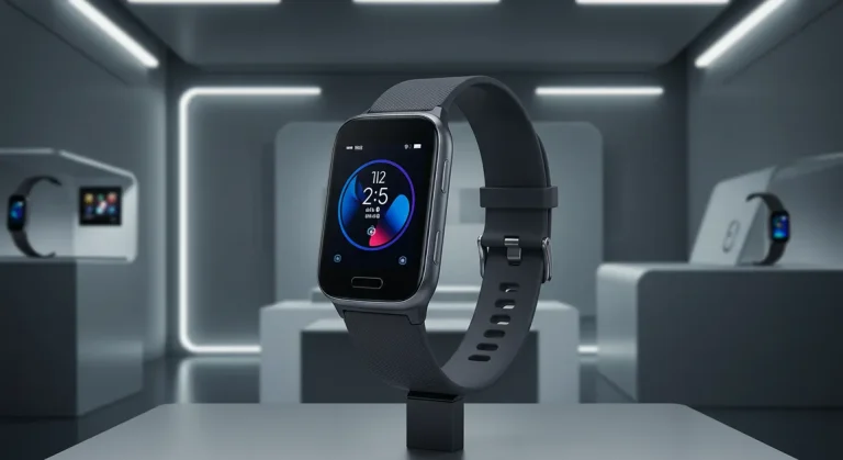 Fx Samsung Galaxy Fit3 displayed in modern tech showroom with professional display lighting 3