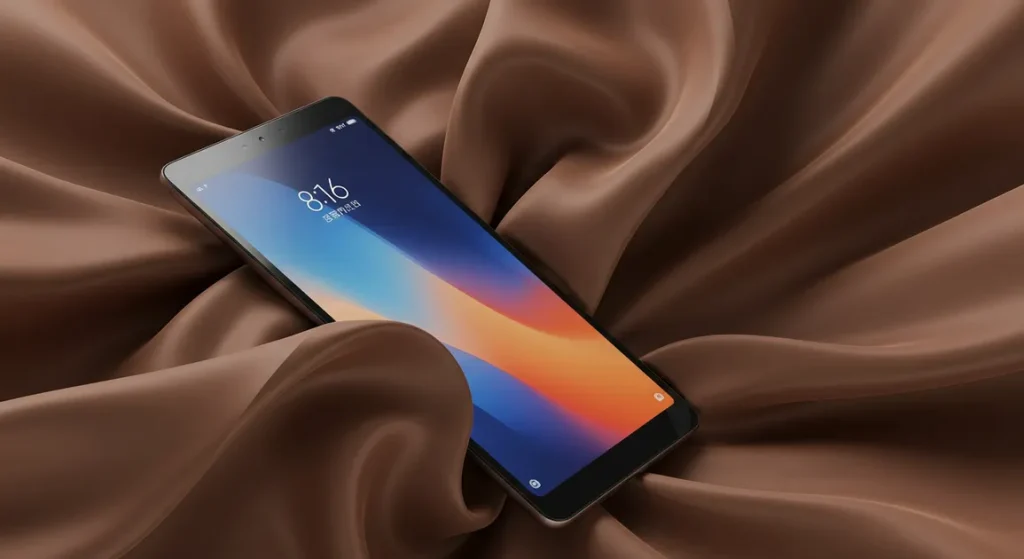 Fx Xiaomi Redmi Pad SE 11 tablet partially submerged in flowing fabric creating elegant curves luxury product photography aesthetic 1