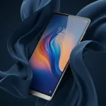 Fx Xiaomi Redmi Pad SE 11 tablet partially submerged in flowing fabric creating elegant curves luxury product photography aesthetic 2