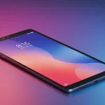 Fx Xiaomi Redmi Pad SE 11 tablet positioned on a gradient acrylic surface with colorful reflections modern commercial photography 4