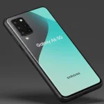 Samsung Galaxy A26 5G preto com tela mostrando fundo verde com nome do modelo.