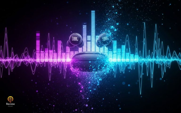 Visualização de espectro de frequência de áudio com ondas sonoras roxas e azuis