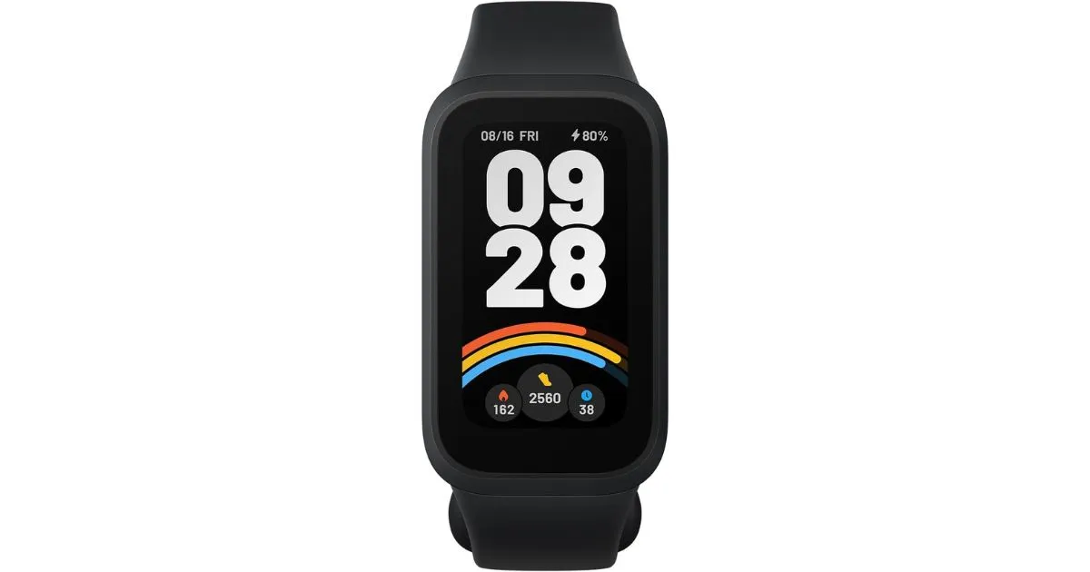 Review de Usabilidade e Interface da Xiaomi Pulseira Inteligente Smart Band 9 Active 1 Xiaomi pulseira inteligente com tela colorida exibindo hora, passos e calorias.