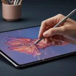 Fx Artistic photography of Samsung Galaxy Tab S10 FE with S Pen creating digital art on screen 1