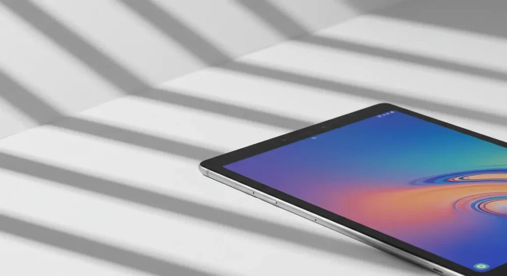 Fx Artistic product shot of Samsung Galaxy Tab S6 with geometric shadows and clean lines 2