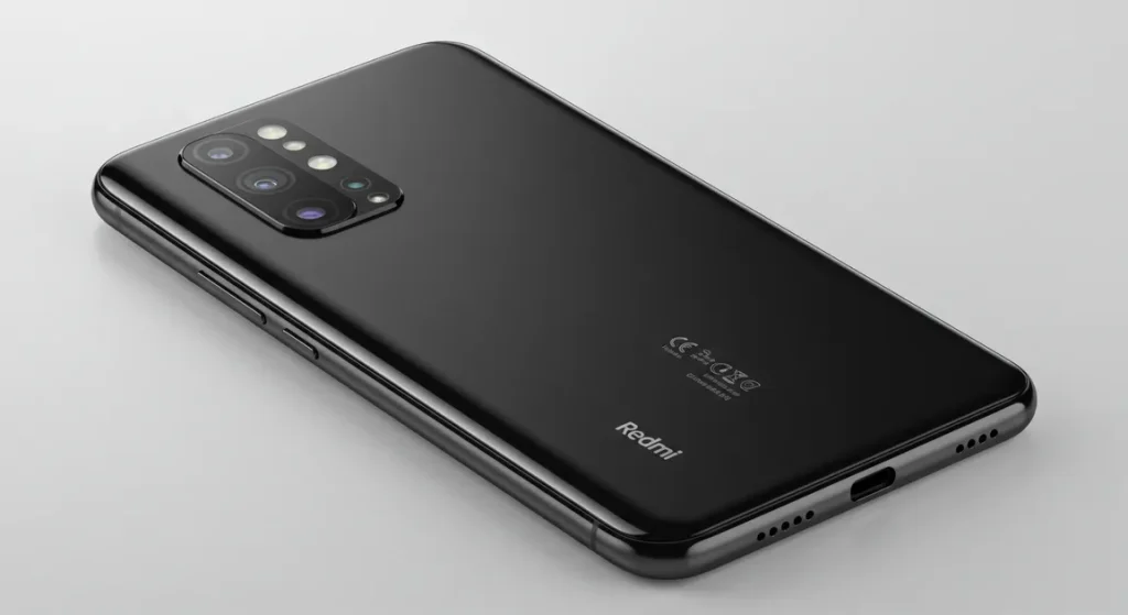 Fx Back view of Xiaomi Redmi Note 13 Pro Plus 5G highlighting the camera island design and Redmi branding professional product shot with soft shadows 4