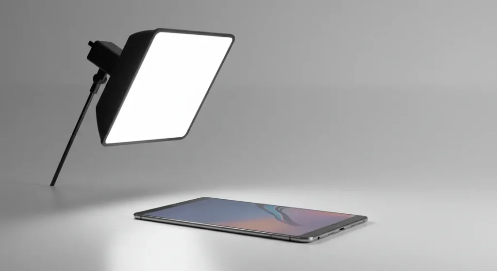 Fx Clean studio photography of Samsung Galaxy Tab S6 with soft box lighting setup 4