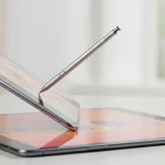 Fx Dynamic photography of Samsung Galaxy Tab S10 FE with S Pen mid air capture showing precision stylus 3