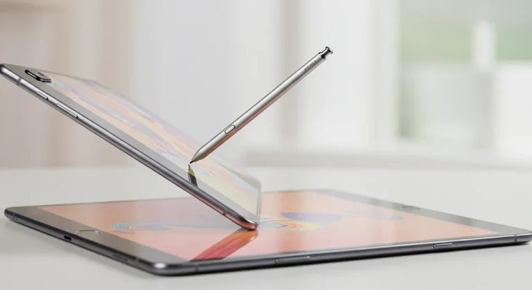 Fx Dynamic photography of Samsung Galaxy Tab S10 FE with S Pen mid air capture showing precision stylus 3