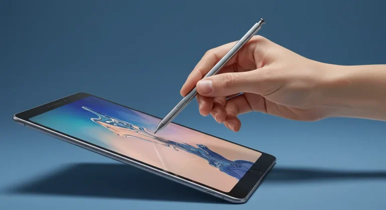 Fx Dynamic photography of Samsung Galaxy Tab S10 FE with S Pen mid air capture showing precision stylus 4