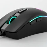 Fx High quality studio photograph of a Redragon Cobra Pro gaming mouse on a clean white background professional lighting sharp focus on the RGB lighting strips and dragon logo 1