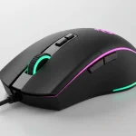 Fx High quality studio photograph of a Redragon Cobra Pro gaming mouse on a clean white background professional lighting sharp focus on the RGB lighting strips and dragon logo 4