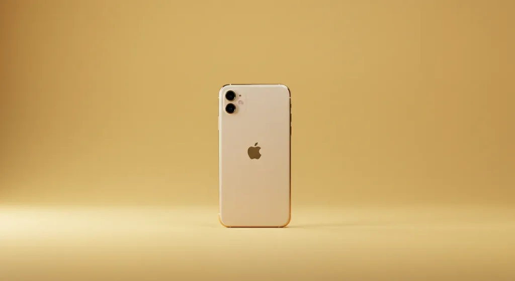 Fx Minimalist composition of iPhone 16e against solid color background perfect centered positioning studio lighting with gradient shadows 2