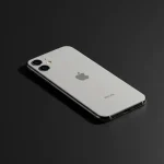 Fx Minimalist composition of iPhone 16e against solid color background perfect centered positioning studio lighting with gradient shadows 3