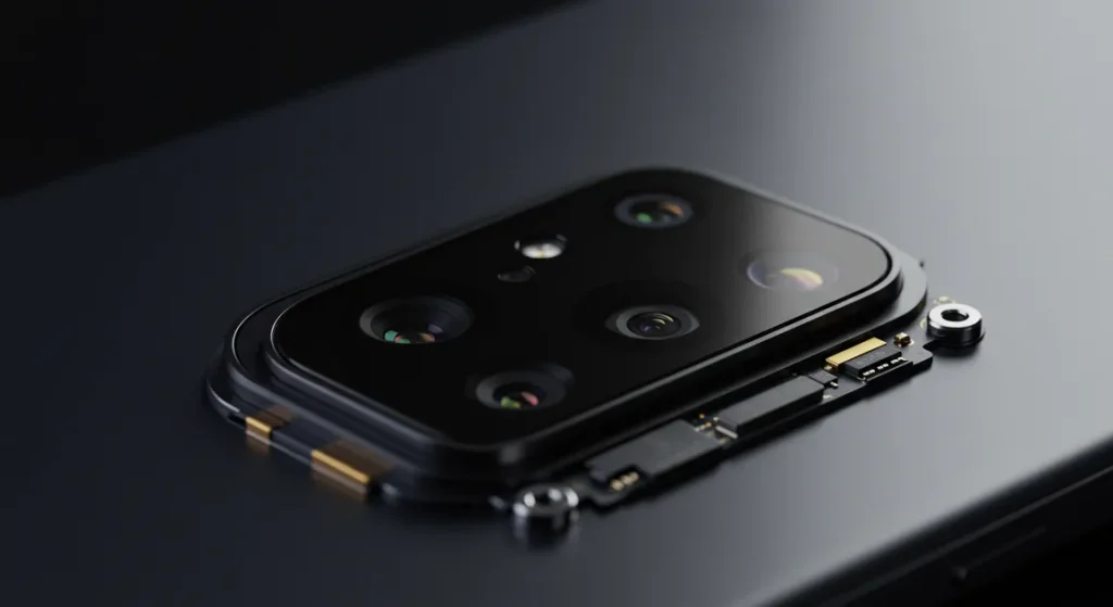 Fx Motorola Edge 60 Fusion 5G close up of camera module with professional depth of field realistic macro detail 3