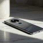 Fx Motorola Edge 60 Fusion 5G smartphone on a marble surface natural light reflections elegant product photography 2