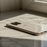 Fx Motorola Edge 60 Fusion 5G smartphone on a marble surface natural light reflections elegant product photography 4