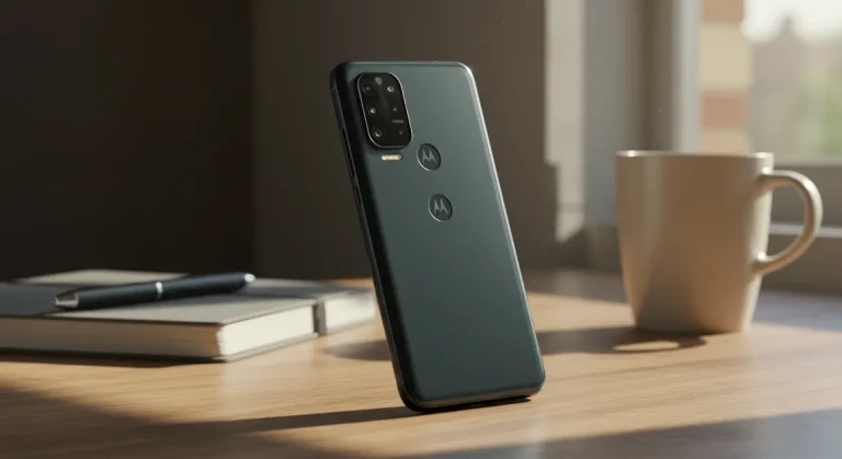Fx Motorola Edge 60 Fusion 5G smartphone photographed in natural sunlight near window lifestyle professional look 1