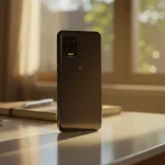 Fx Motorola Edge 60 Fusion 5G smartphone photographed in natural sunlight near window lifestyle professional look 2