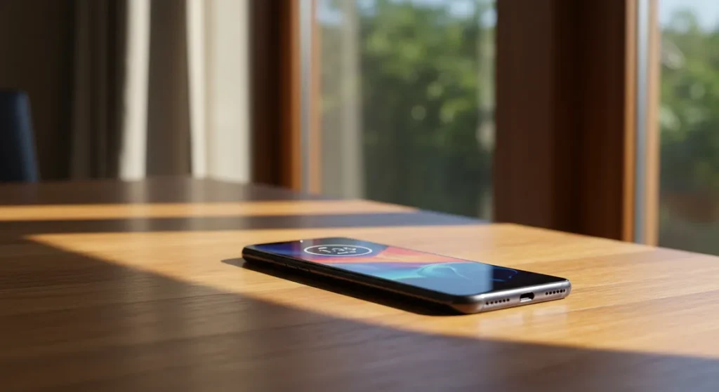 Fx Motorola Edge 60 Fusion 5G smartphone photographed in natural sunlight near window lifestyle professional look 3