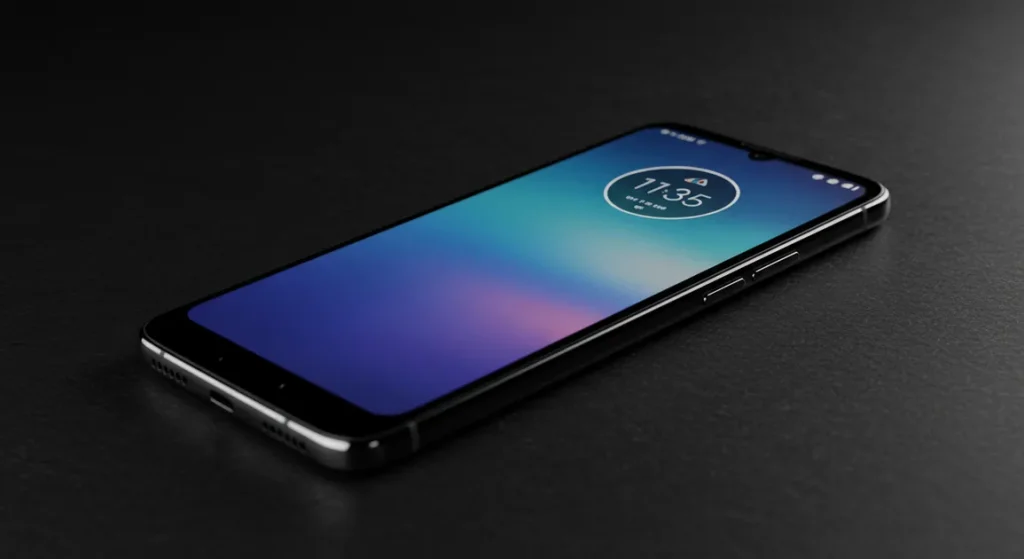 Fx Motorola Edge 60 Fusion 5G smartphone photographed on dark textured background professional product lighting 3