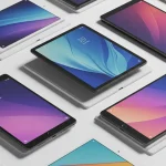 Fx Multiple Xiaomi Mi Pad tablets arranged in a geometric pattern on a white surface showing different color variants and viewing angles 4