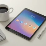 Fx Overhead shot of a Xiaomi Mi Pad surrounded by modern lifestyle objects like coffee cup notebook and succulent plants 4