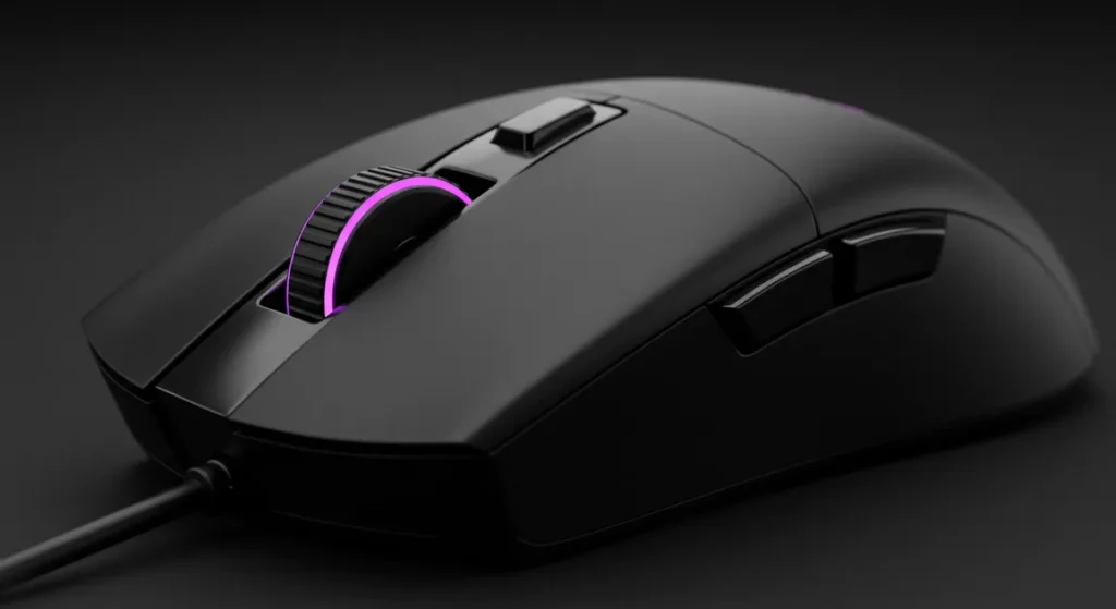 Fx Professional macro shot focusing on the scroll wheel and DPI buttons of a Redragon Cobra Pro gaming mouse ultra sharp detail clean background 1