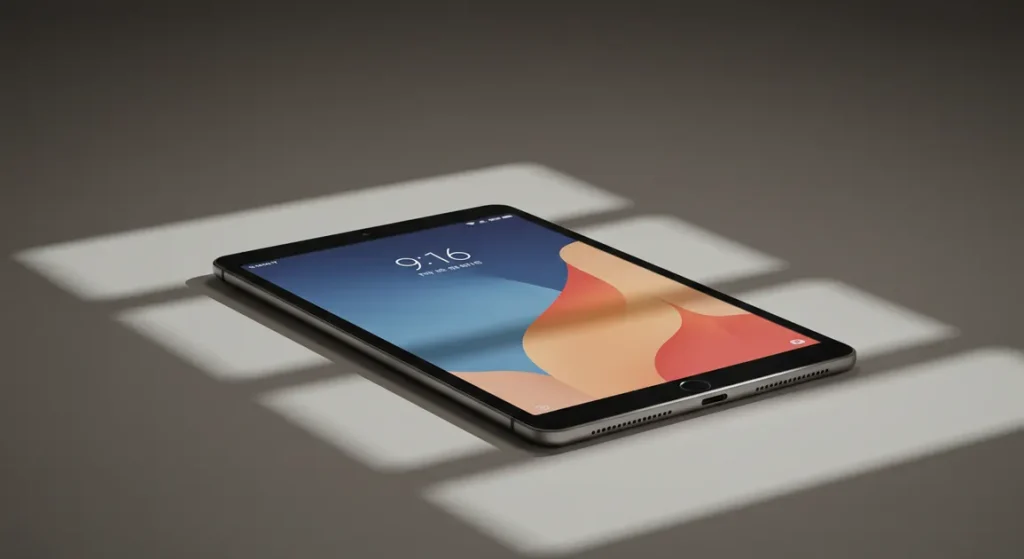 Fx Professional product shot of a Xiaomi Mi Pad with dynamic lighting creating geometric shadows and highlighting the devices form factor 2