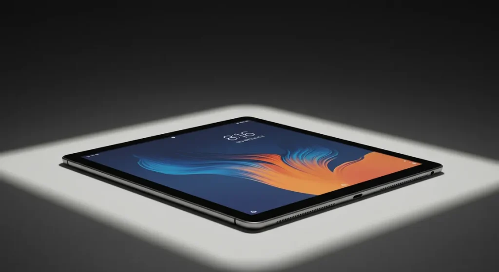 Fx Professional product shot of a Xiaomi Mi Pad with dynamic lighting creating geometric shadows and highlighting the devices form factor 4