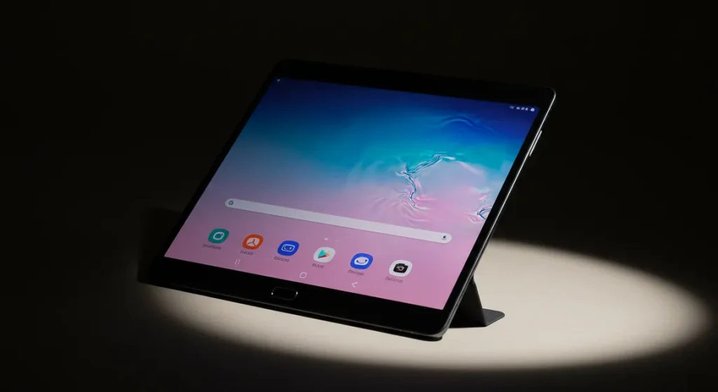 Fx Professional studio photography of Samsung Galaxy Tab S10 FE with dramatic side lighting and shadows 2