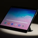 Fx Professional studio photography of Samsung Galaxy Tab S10 FE with dramatic side lighting and shadows 2